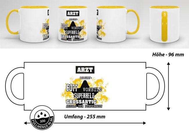 Berufe-Tasse - Bedeutung eines Arztes - Gelb