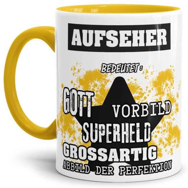 Berufe-Tasse - Bedeutung eines Aufsehers - Gelb