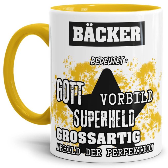 Berufe-Tasse - Bedeutung eines B&auml;ckers - Gelb