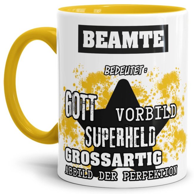 Berufe-Tasse - Bedeutung eines Beamten - Gelb