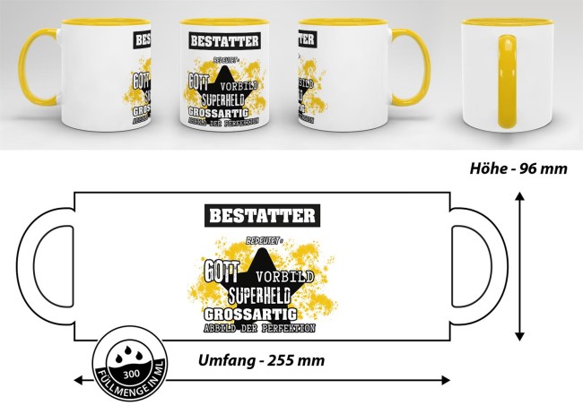 Berufe-Tasse - Bedeutung eines Bestatters - Gelb