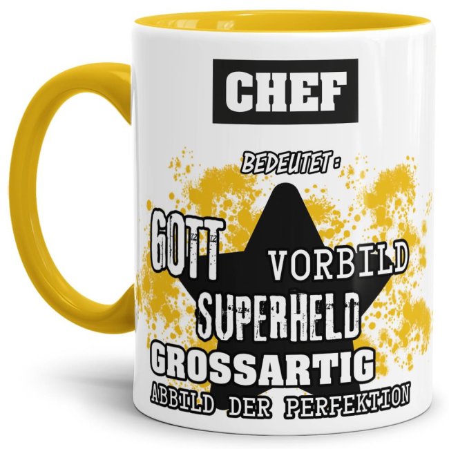 Berufe-Tasse - Bedeutung eines Chefs - Gelb