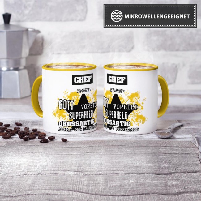 Berufe-Tasse - Bedeutung eines Chefs - Gelb