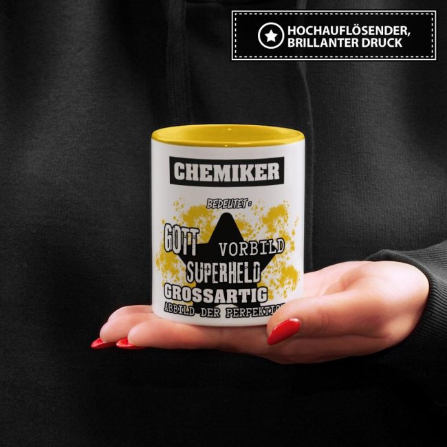 Berufe-Tasse - Bedeutung eines Chemikers - Gelb