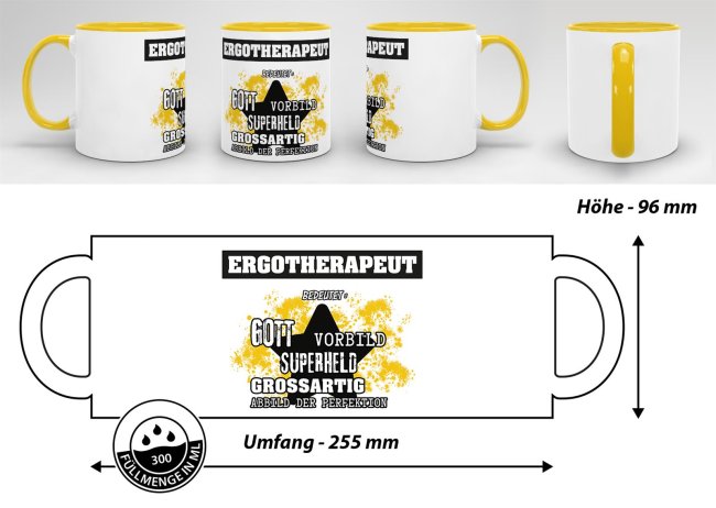 Berufe-Tasse - Bedeutung eines Ergotherapeuten - Gelb