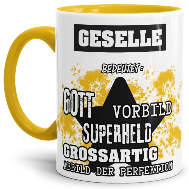Berufe-Tasse - Bedeutung eines Gesellen - Gelb