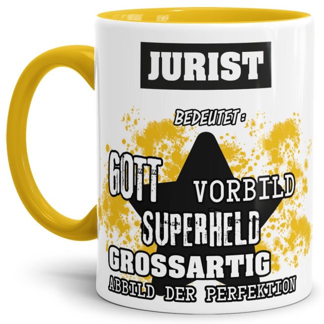 Berufe-Tasse - Bedeutung eines Juristen - Gelb