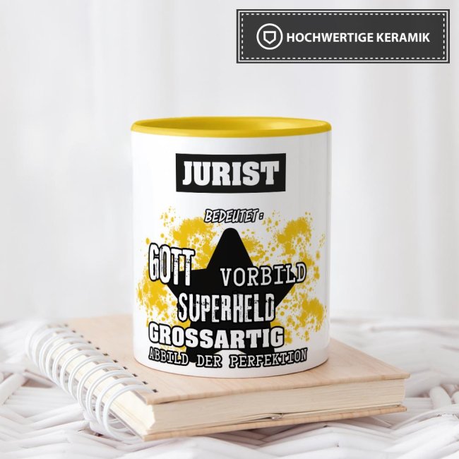Berufe-Tasse - Bedeutung eines Juristen - Gelb