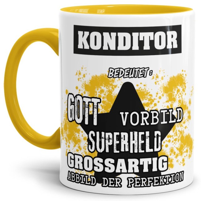 Berufe-Tasse - Bedeutung eines Konditors - Gelb