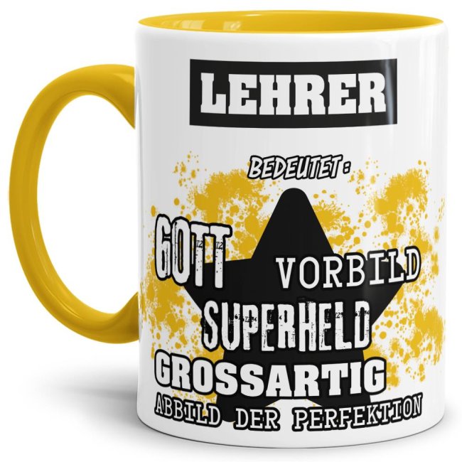 Berufe-Tasse - Bedeutung eines Lehrers - Gelb