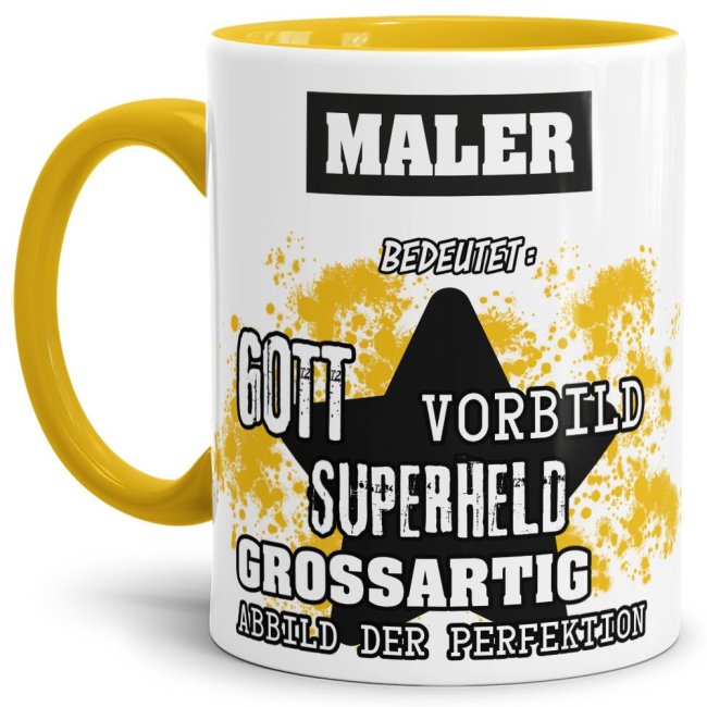 Berufe-Tasse - Bedeutung eines Malers - Gelb