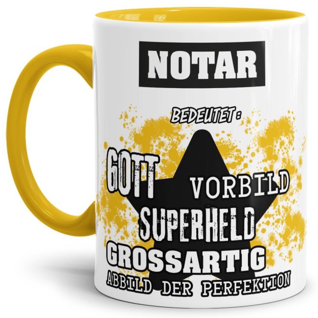 Berufe-Tasse - Bedeutung eines Notars - Gelb