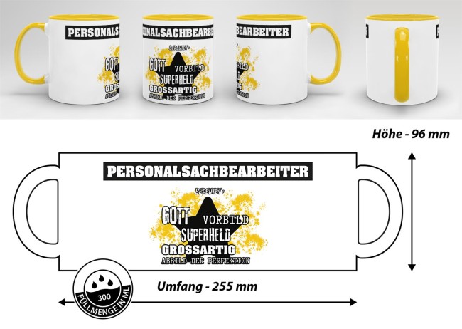 Berufe-Tasse - Bedeutung eines Personalsachbearbeiters - Gelb