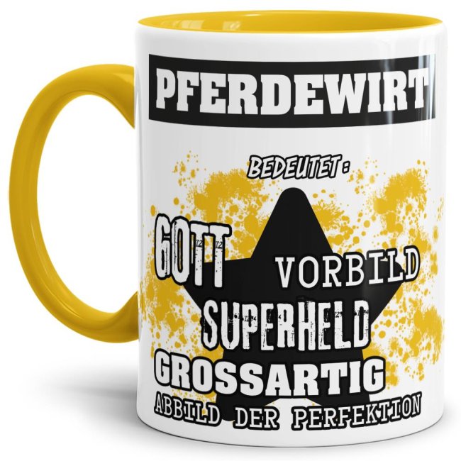 Berufe-Tasse - Bedeutung eines Pferdewirts - Gelb