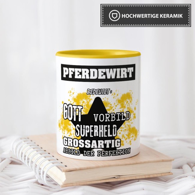 Berufe-Tasse - Bedeutung eines Pferdewirts - Gelb