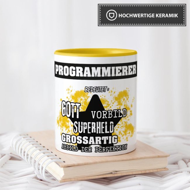 Berufe-Tasse - Bedeutung eines Programmierers - Gelb