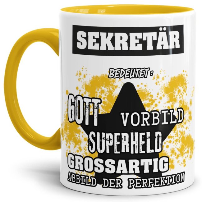 Berufe-Tasse - Bedeutung eines Sekret&auml;rs - Gelb