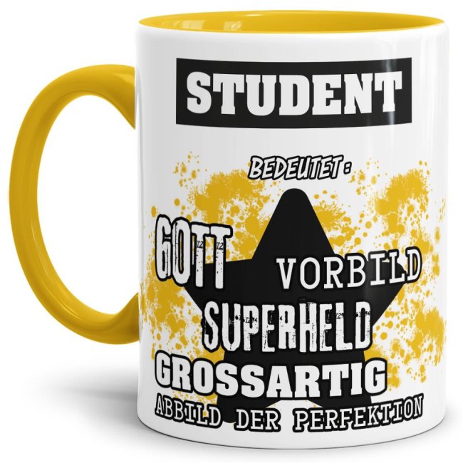 Berufe-Tasse - Bedeutung eines Studenten - Gelb