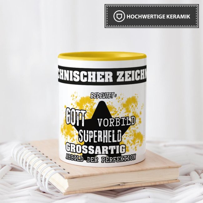 Berufe-Tasse - Bedeutung eines Technischen Zeichners - Gelb