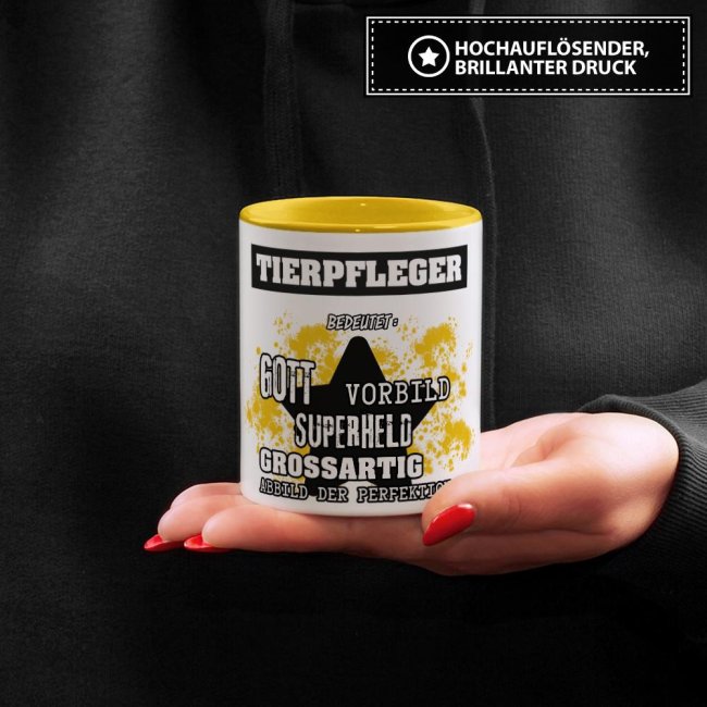 Berufe-Tasse - Bedeutung eines Tierpflegers - Gelb