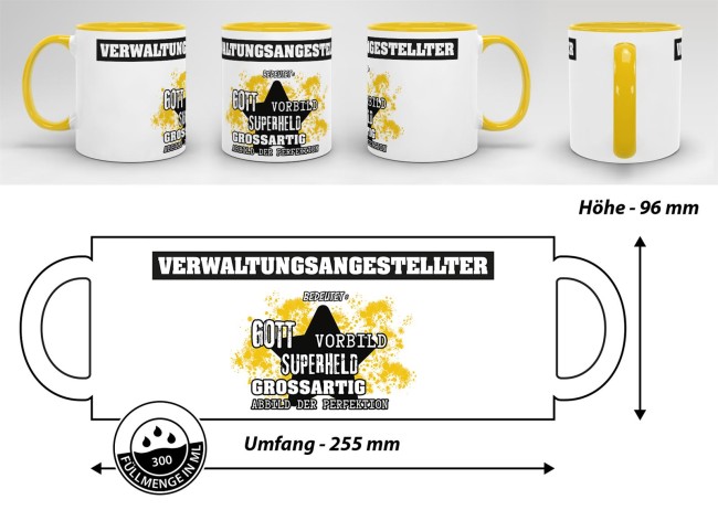 Berufe-Tasse - Bedeutung eines Verwaltungsangestellten - Gelb