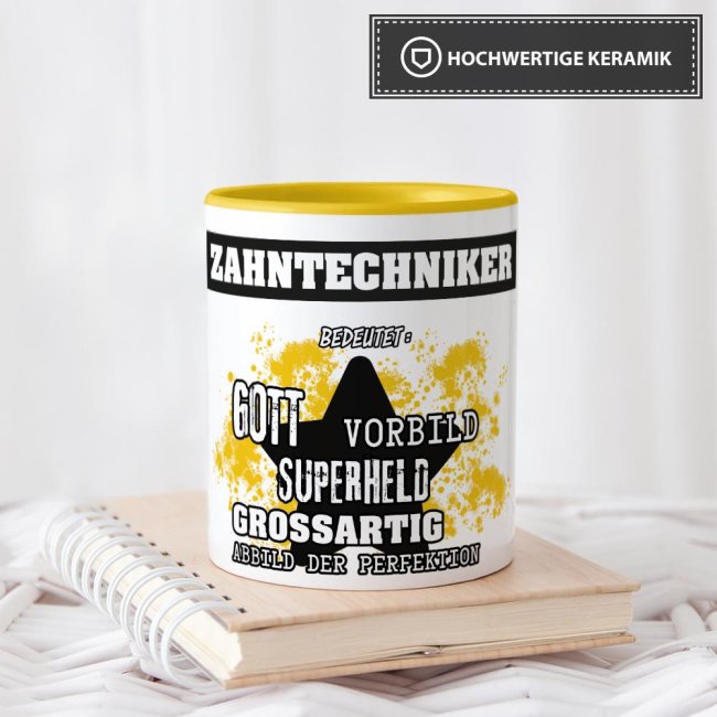 Berufe-Tasse - Bedeutung eines Zahntechnikers - Gelb