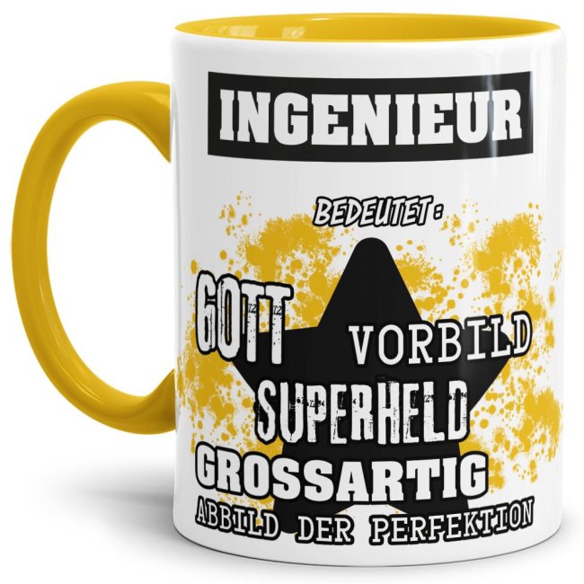 Berufe-Tasse - Bedeutung eines Ingenieurs - Gelb