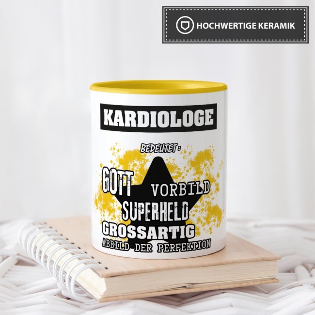Berufe-Tasse - Bedeutung eines Kardiologen - Gelb