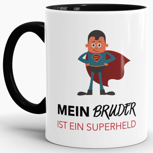 Tasse Mein Bruder ist ein Superheld  - Innen &amp; Henkel Schwarz