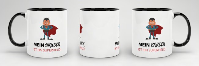 Tasse Mein Bruder ist ein Superheld  - Innen &amp; Henkel Schwarz