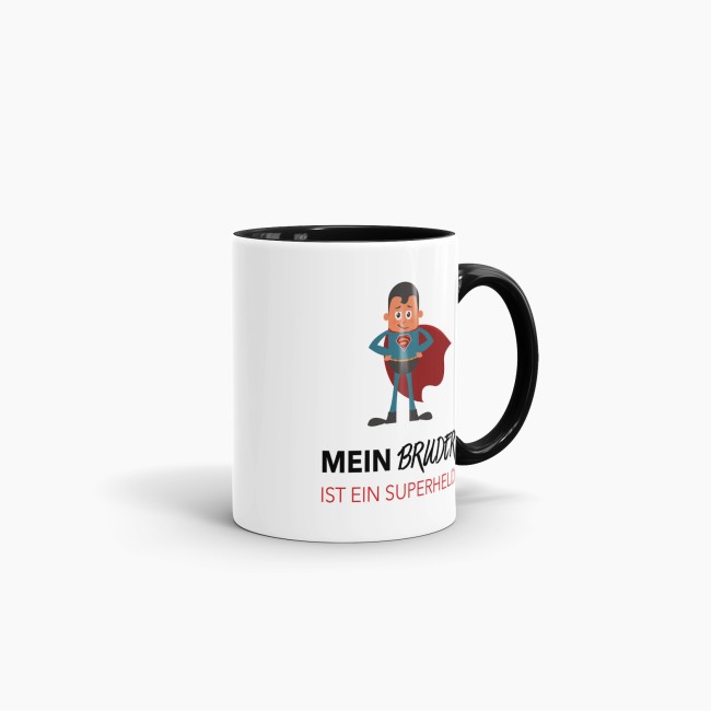 Tasse Mein Bruder ist ein Superheld  - Innen &amp; Henkel Schwarz