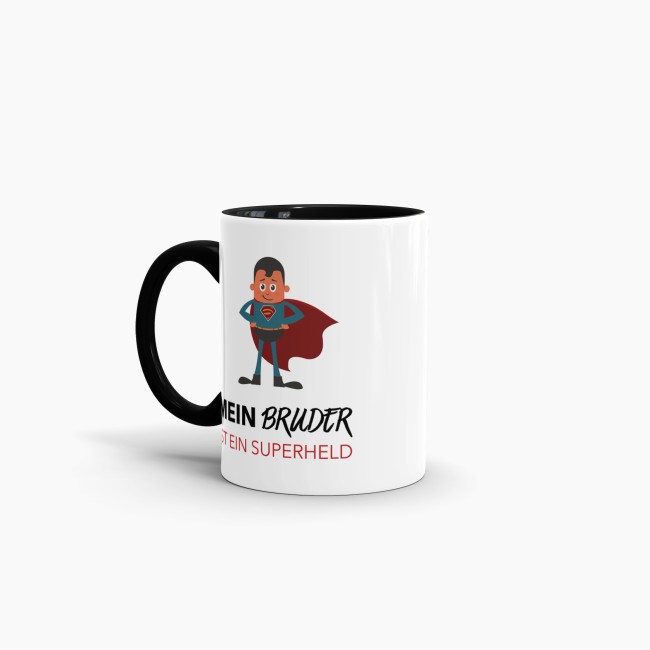 Tasse Mein Bruder ist ein Superheld  - Innen &amp; Henkel Schwarz
