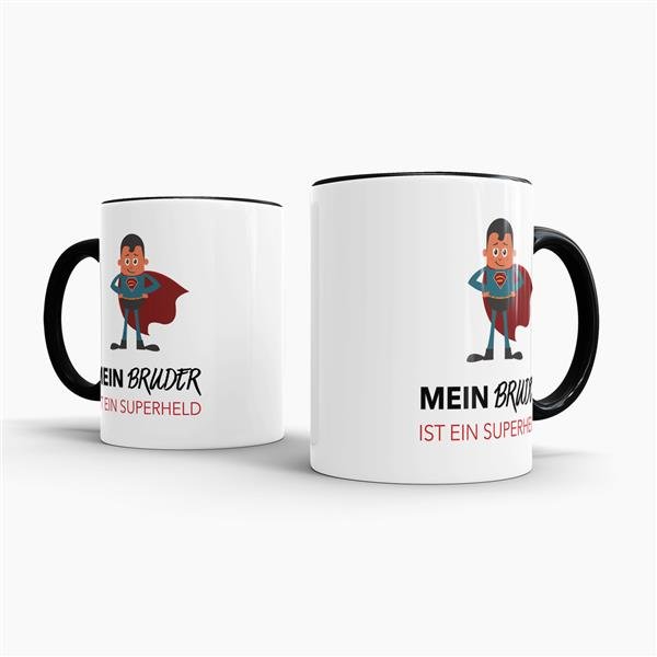 Tasse Mein Bruder ist ein Superheld  - Innen &amp; Henkel Schwarz