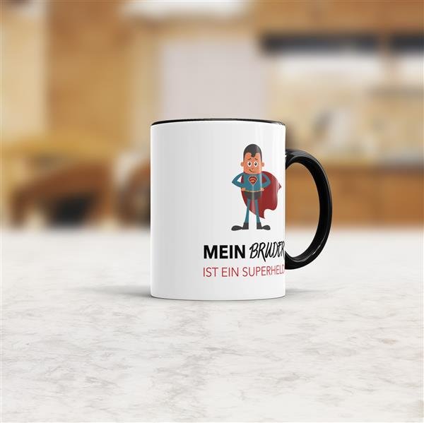 Tasse Mein Bruder ist ein Superheld  - Innen &amp; Henkel Schwarz