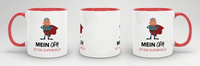 Tasse Mein Opa ist ein Superheld  - Innen &amp; Henkel Rot