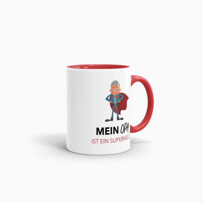 Tasse Mein Opa ist ein Superheld  - Innen &amp; Henkel Rot