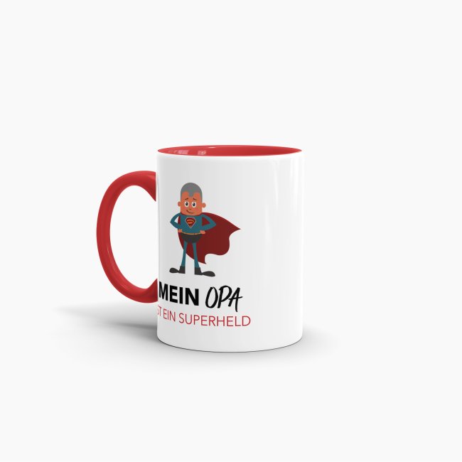 Tasse Mein Opa ist ein Superheld  - Innen &amp; Henkel Rot