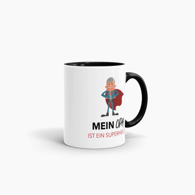 Tasse Mein Opa ist ein Superheld  - Innen &amp; Henkel Schwarz