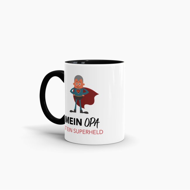 Tasse Mein Opa ist ein Superheld  - Innen &amp; Henkel Schwarz