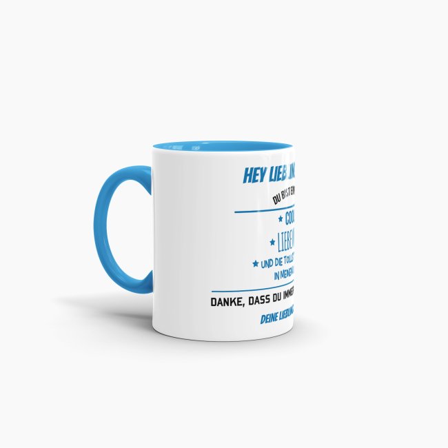 Tasse f&uuml;r Lieblingspapa von der Lieblingstochter - Innen &amp; Henkel Blau