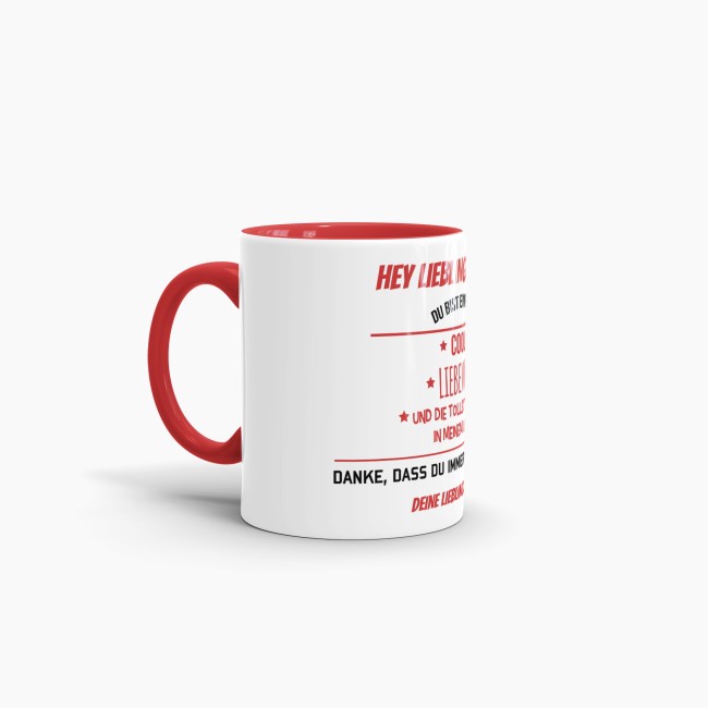 Tasse f&uuml;r Lieblingsmama von der Lieblingstochter - Innen &amp; Henkel Rot