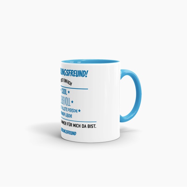 Tasse f&uuml;r Lieblingsfreund vom Lieblingsfreund - Innen &amp; Henkel Blau