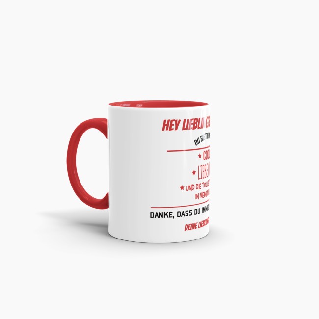 Tasse f&uuml;r Lieblingsfreundin von der Lieblingsfreundin - Innen &amp; Henkel Rot