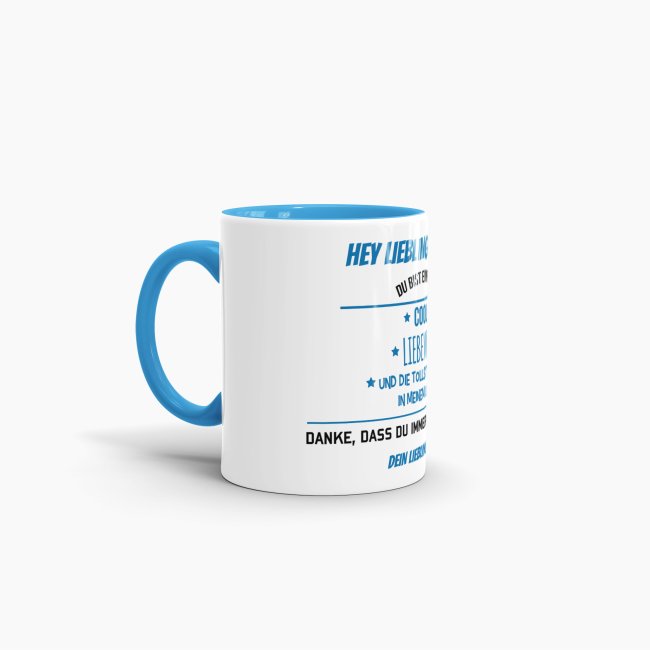 Tasse f&uuml;r Lieblingsonkel vom Lieblingsneffe - Innen &amp; Henkel Blau