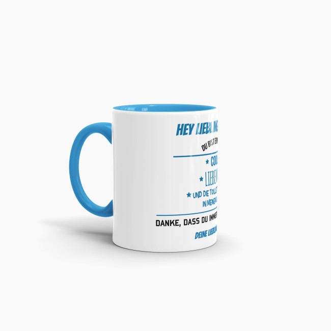 Tasse f&uuml;r Lieblingsonkel von der Lieblingsnichte - Innen &amp; Henkel Blau