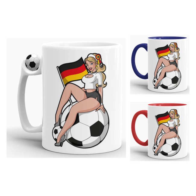 Fussball-Tasse Spielerfrau - verschiedene Farben-