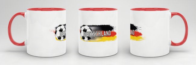 Tasse Deutschland Fussball Innen &amp; Henkel Rot
