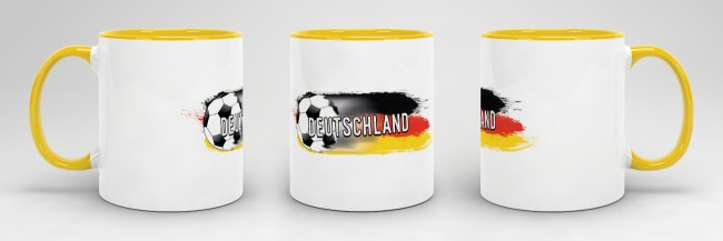 Tasse Deutschland Fussball Innen &amp; Henkel Gelb