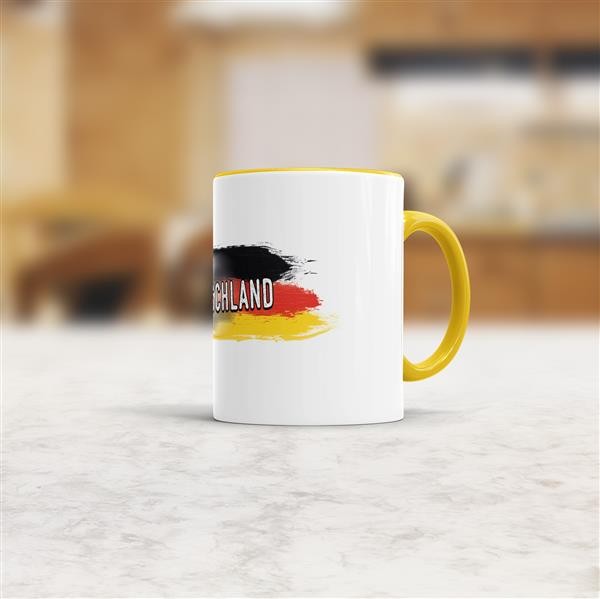 Tasse Deutschland Fussball Innen &amp; Henkel Gelb