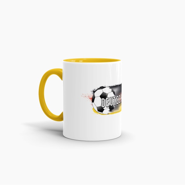 Tasse Deutschland Fussball Innen &amp; Henkel Gelb